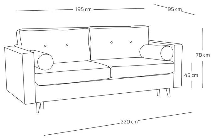 Skandynawska sofa z funkcja spania do salonu SCENDI