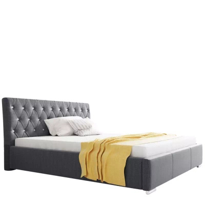 Łóżko tapicerowane 160x200 czarne RYGA