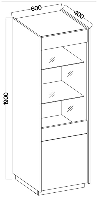 Witryna do salonu z półkami 60 cm KAVON