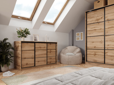 Loftowa komoda przesuwna 160 cm z szufladami LOFT