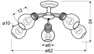 Lampa sufitowa patynowa druciany abażur 5x60W Gliva 