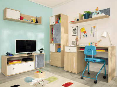 Półka wisząca z szafką 120 cm do pokoju młodzieżowego SLEEK