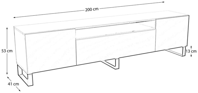 Nowoczesna szafka RTV 200 cm na nóżkach TAVIO biała frezowana