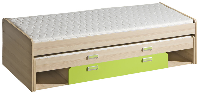 Podwójne łóżko wysuwane do pokoju dziecięcego 80x200cm LUMINOUS zielony