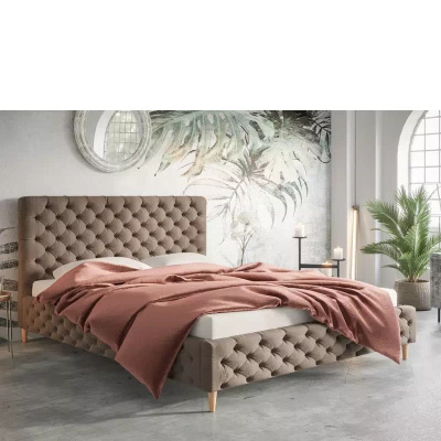 Granatowe łóżko 160x200 cm sypialniane PANDO
