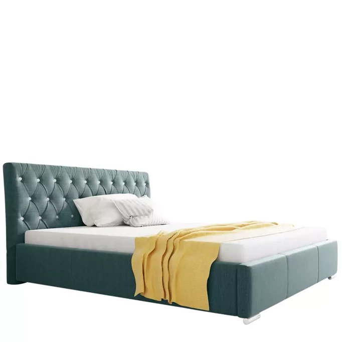 Łóżko tapicerowane 140x200 szare RYGA
