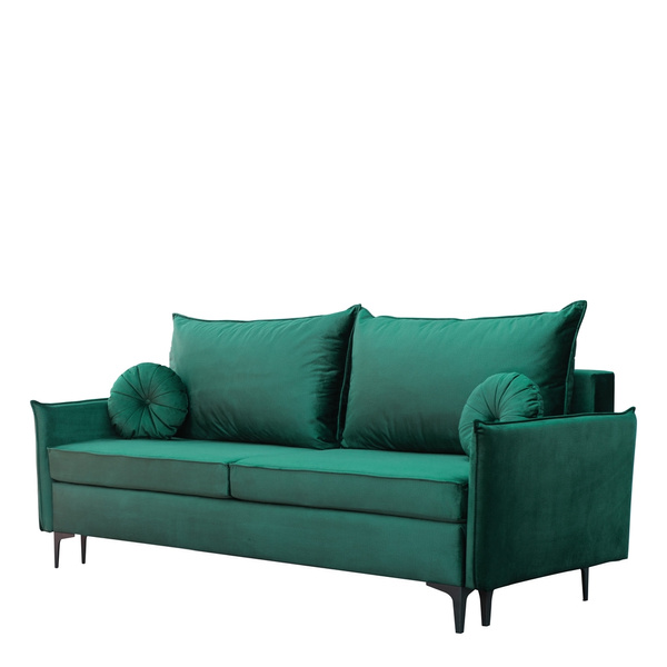 Zielona sofa z funkcją spania do salonu na nóżkach LIVO