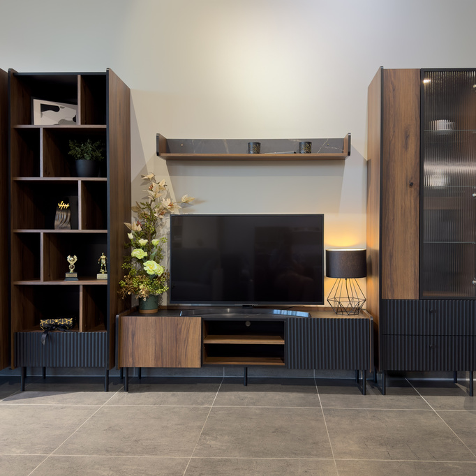 Szafka RTV z kominkiem do salonu 180 cm PINNACLE