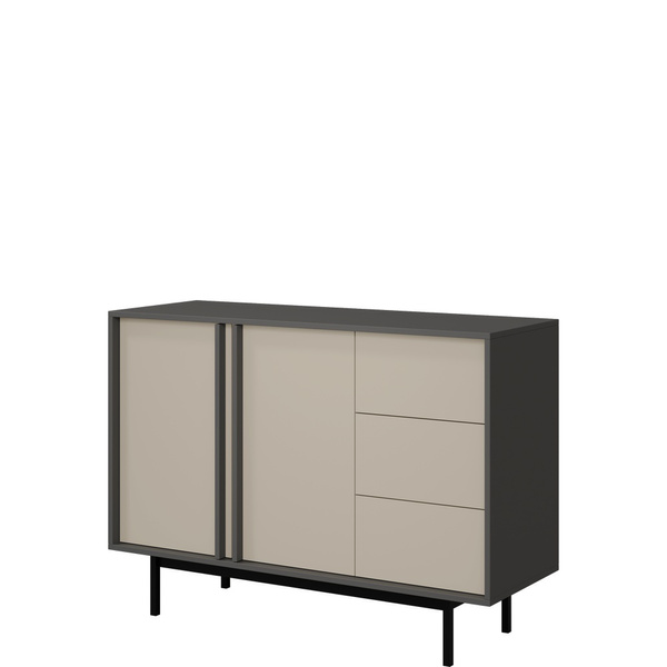 Komoda AVERO 123 cm antracyt beż jasny z szufladami