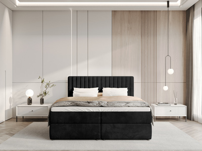 Łóżko kontynentalne 140x200 cm z pojemnikiem na pościel DREAM czarne
