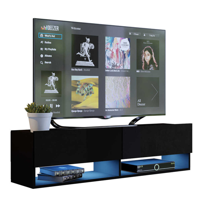 Szafki pod telewizor czarne połysk 280 cm PREMIUM QUAD