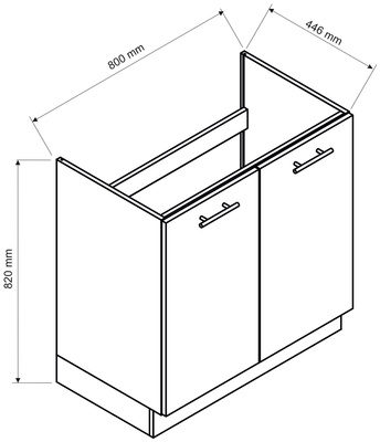 Dwudrzwiowa szafka kuchenna pod zlew 80 cm BRIT