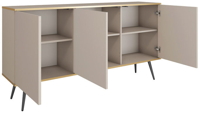 Trzydrzwiowa beżowa komoda 160 cm do salonu ORVIETO