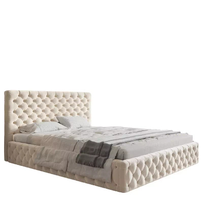 Szare łóżko tapicerowane 180x200 cm INTON