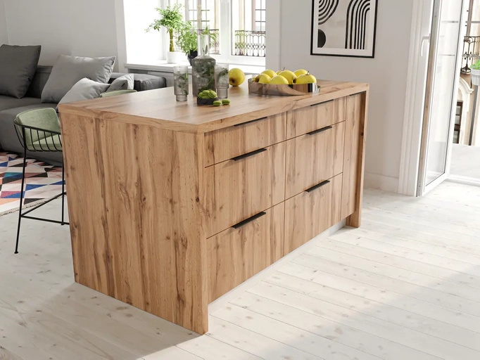 Wyspa kuchenna 98 cm dąb wotan grafit