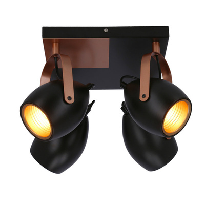 Lampa czarno-miedziana regulowana plafon E14 4x40W Anica 