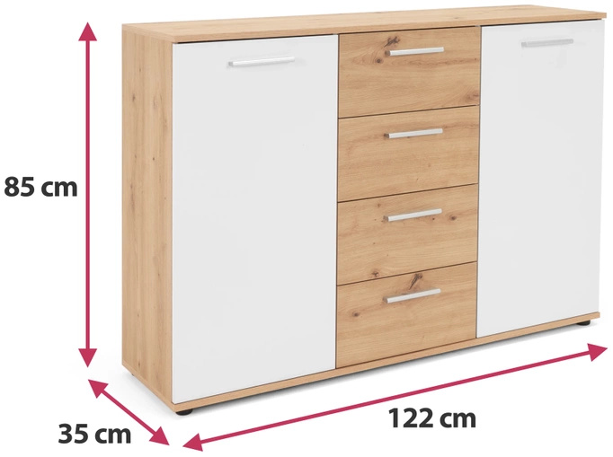 Nowoczesna komoda z szufladami 120 cm JOVITA dąb artisan