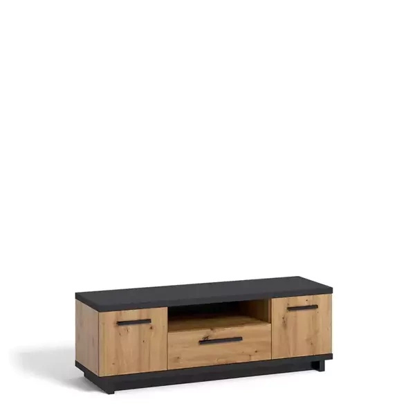 Szafka RTV 135 cm Dąb artisan/czarny mat ISMENA 