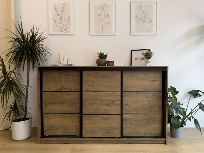 Loftowa komoda przesuwna z szufladami do sypialni 120 cm LOFT