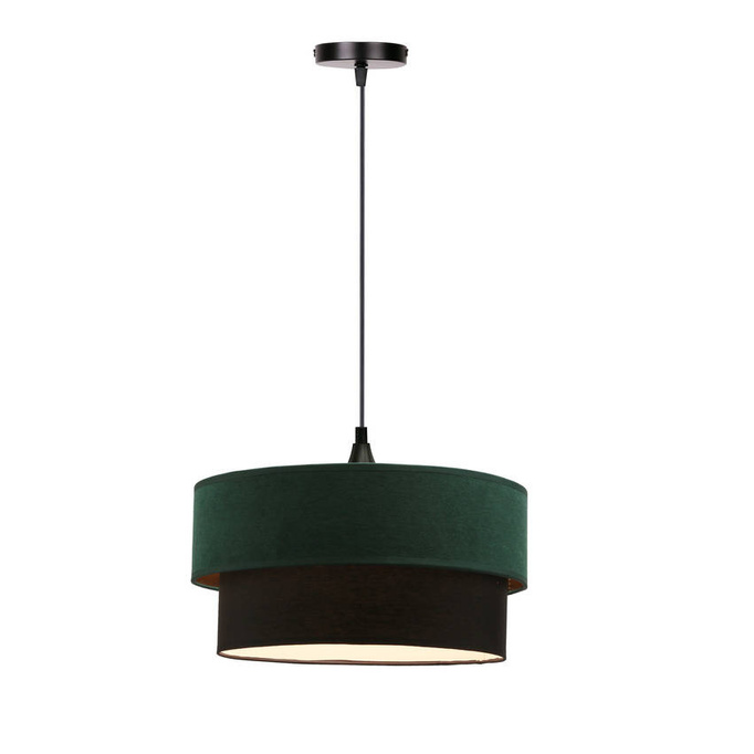 Solanto lampa wisząca czarny 1x60 e27 abażur duo 35+30 but.zieleń\złoto +czarny