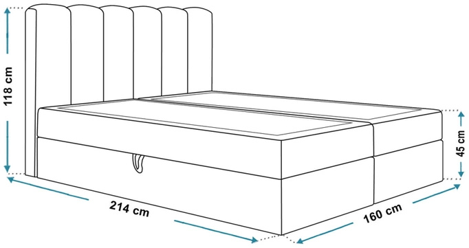 Czarne łóżko kontynentalne 160x200 cm dwuosobowe z pojemnikiem BALENO