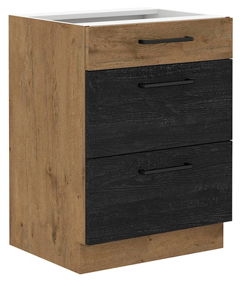 Kuchenna szafka stojąca z szufladami 60 cm z szufladami VIKI ciemne drewno