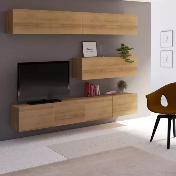 Nowoczesna meblościanka dąb złoty MODERN 8