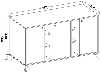 Beżowa komoda trzydrzwiowa do salonu 160 cm TOKEN