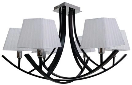 Lampa sufitowa czarna / biały abażur żyrandol 6x40W Valencia 