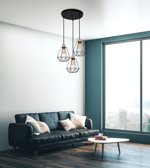 Lampa wisząca talerz czarna patyna druciana Primo
