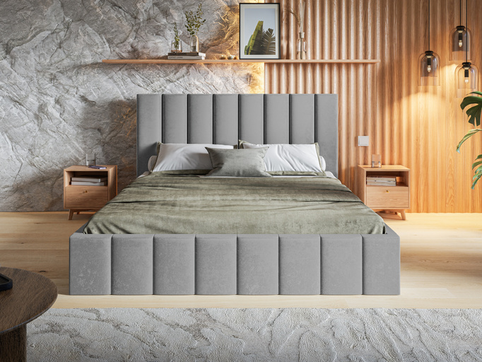 Łóżko tapicerowane sypialniane 160x200 cm ze stelażem i pojemnikiem PASOT