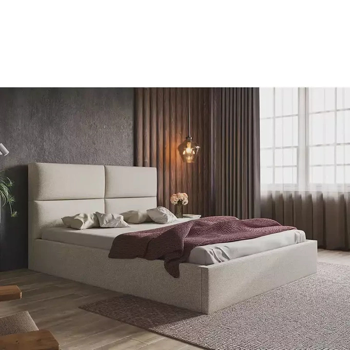 Łóżko 140x200 cm z pojemnikiem PLESON