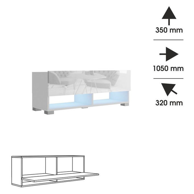 Biała szafka pod telewizor 105 cm QUAD