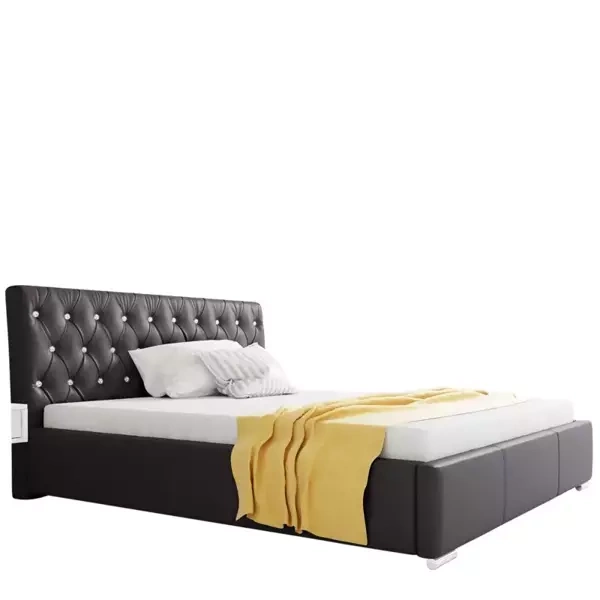 Łóżko tapicerowane 160x200 czarne RYGA