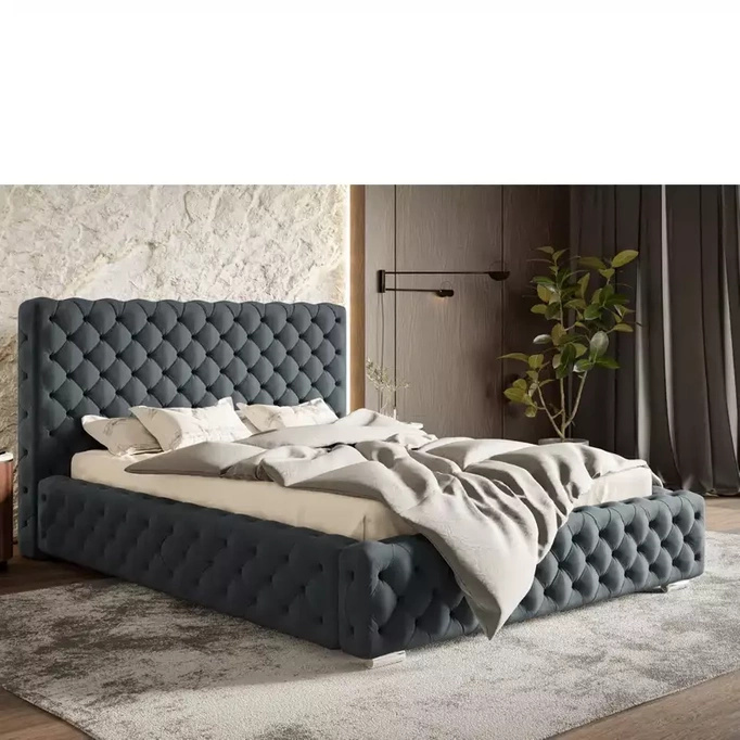 Łóżko sypialniane 180x200 cm błękitne AMRON