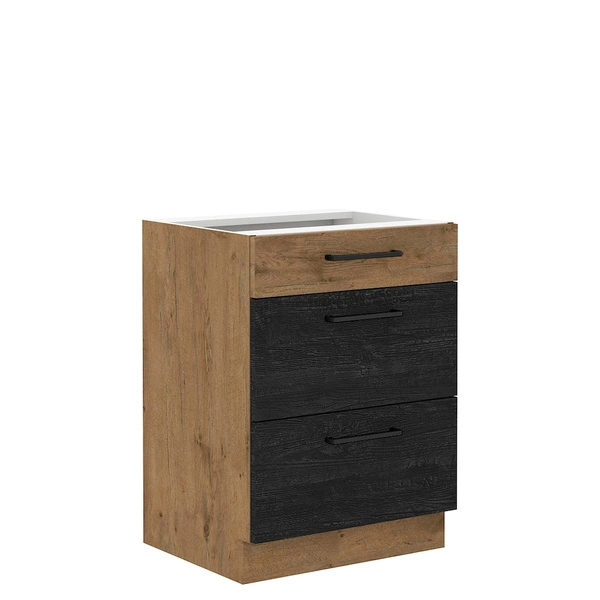 Kuchenna szafka stojąca z szufladami 60 cm z szufladami VIKI ciemne drewno
