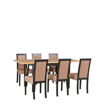 Stół rozkładany z tapicerowanymi krzesłami do jadalni GROTTO